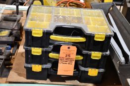 (3) 8-10 COMPARTMENT PLASTIC PARTS/HARDWARE ORGANIZER CASES WITH ASSORTED HARDWARE