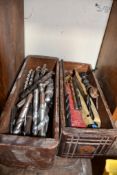 (2) WOOD DRAWERS FULL OF ROUTER BITS