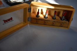 FREUD FOUR PIECE PLYWOOD ROUTER BIT SET IN WOOD CASE
