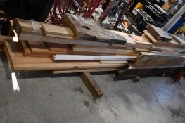 LARGE LOT OF MISC. LUMBER, SOME NEW AND SOME OLD, UP TO 13" WIDE