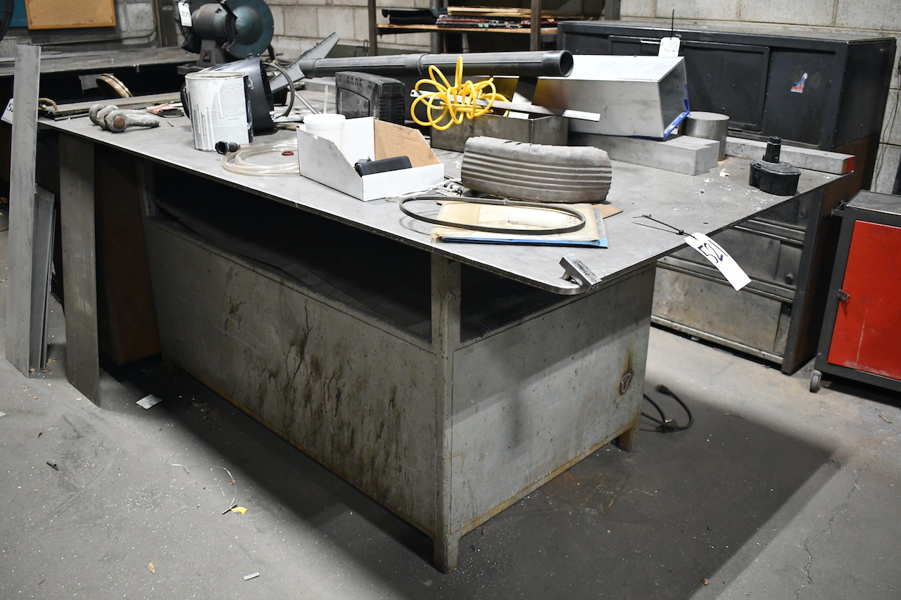 STEEL SHOP TABLE (NO CONTENTS)