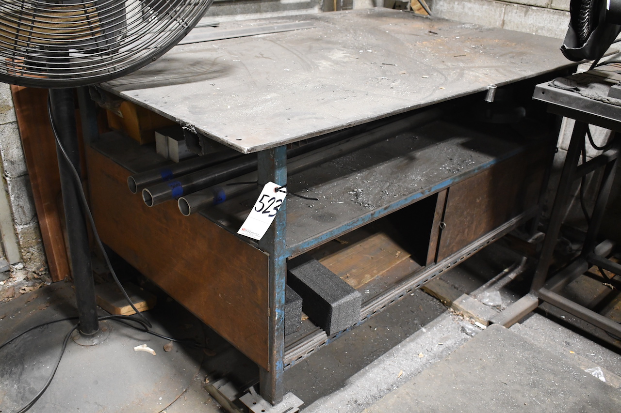 STEEL SHOP TABLE (NO CONTENTS)