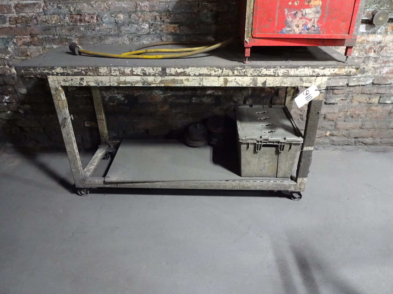 SHOP TABLE & CABINET (NO CONTENTS)