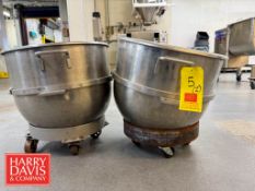 80 qt S/S Bowls with (1) Whisk and Carts (Location: Charlestown, MA)