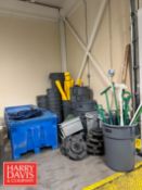 Assorted Trash Cans, Bins, Carts, Brooms, Squeegees and Shovels (Location: Bellmawr, NJ)