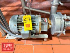 Fristam Centrifugal Pump, Model: FPX3541-205 with 5 HP 1,745 RPM Motor: Mounted on S/S Base