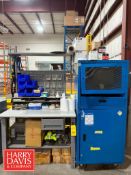 Portable Computer Cabinet with Dell Computer and Monitor, Zebra ZTLIII Printer, Desk, Ratchet