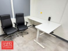 (4) Desks, Hutch, (4) Office Chairs and Lasko Fan