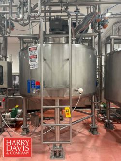 JBF 1,000 Gallon High Viscosity Dome-Top, Cone Bottom Jacketed Processor, S/N: 17749 with Vertical