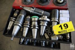 (7) ASSORTED BT40 TOOL HOLDERS WITH ASSORTED SPRING COLLETS AND PULL STUDS