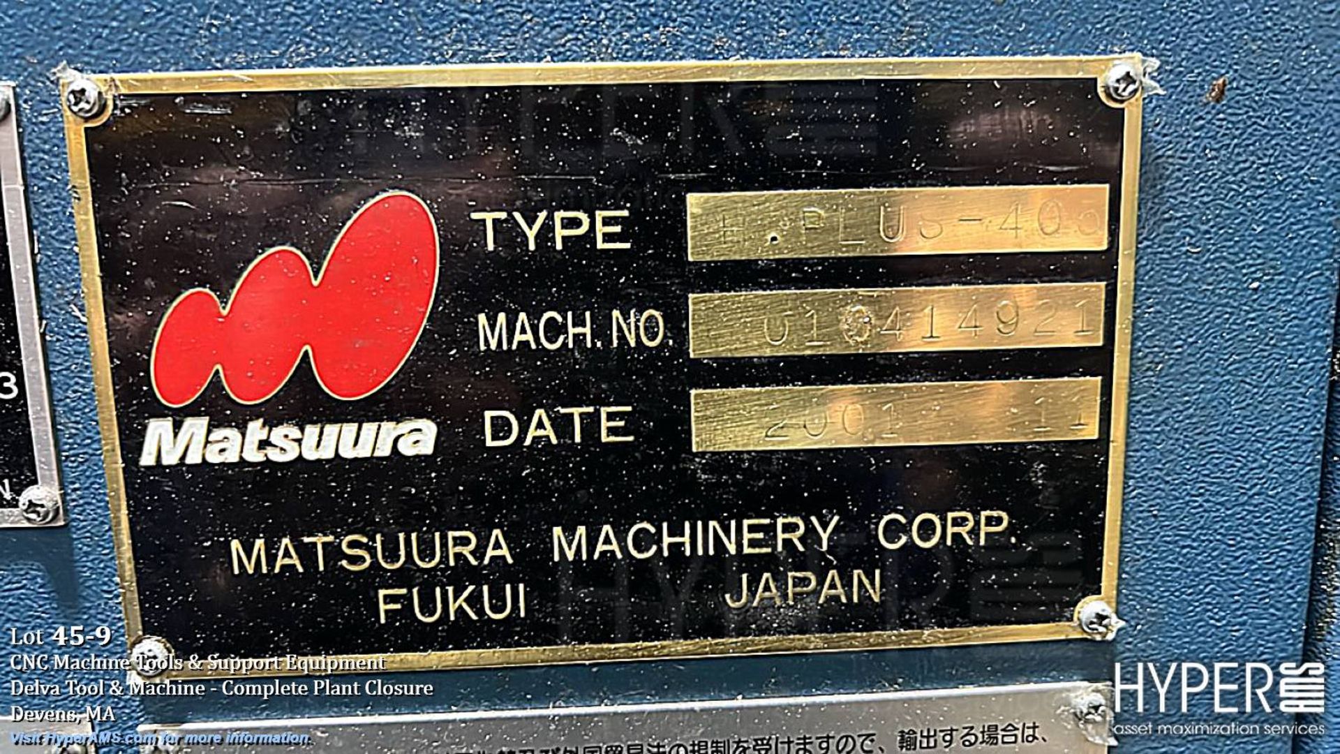 Matsuura H.Plus-405 CNC Horizontal Machining Center, Control System ...