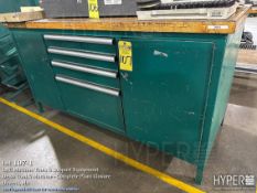 Industrial Wood Top Workbench, 4 drawers and 2 side cabinets