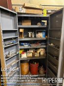 Metal Storage Cabinet, 5 Shelves, Grey, Adjustable Shelves, with contents
