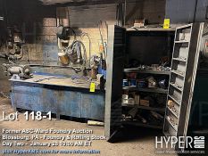 Lot: Workshop Tool Cabinet with Bench Grinder and Tools, Blue/Grey Metal