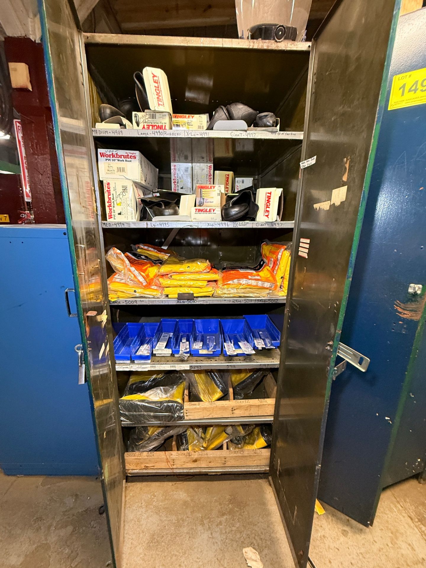 (1) Lot of (2) storage cabinets to include safety gloves, overalls ...