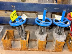 (1) Lot of (3) ORBINOX 4'' Flanged Knife gate valves, 150 Lb. Stainless Steel, part # 90181072 (Loc.