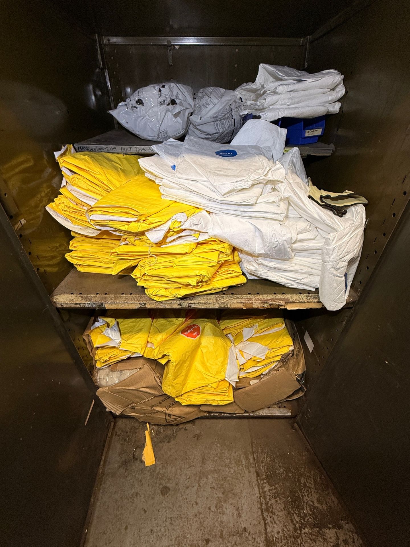 (1) Lot of (2) storage cabinets to include safety gloves, overalls ...