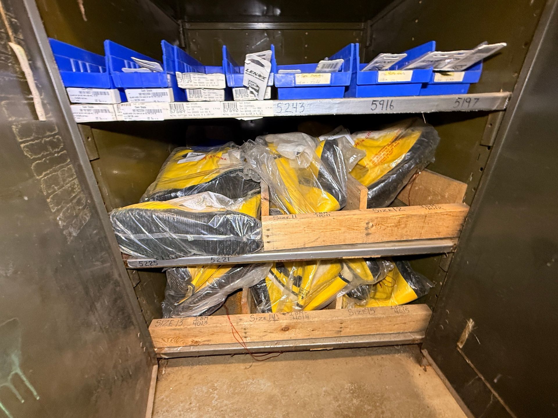 (1) Lot of (2) storage cabinets to include safety gloves, overalls ...