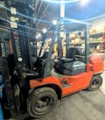 TOYOTA 7FGCU35 PROPANE FORKLIFT, 7,000LB CAP., 187” MAX LIFT, 3-STAGE MAST, SIDE SHIFT, PNEUMATIC
