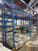 LOT OF (15) 42" X 12' HIGH UPRIGHTS, (70) 6" X 9' LONG CROSSBEAMS, (70) WIRE MESH