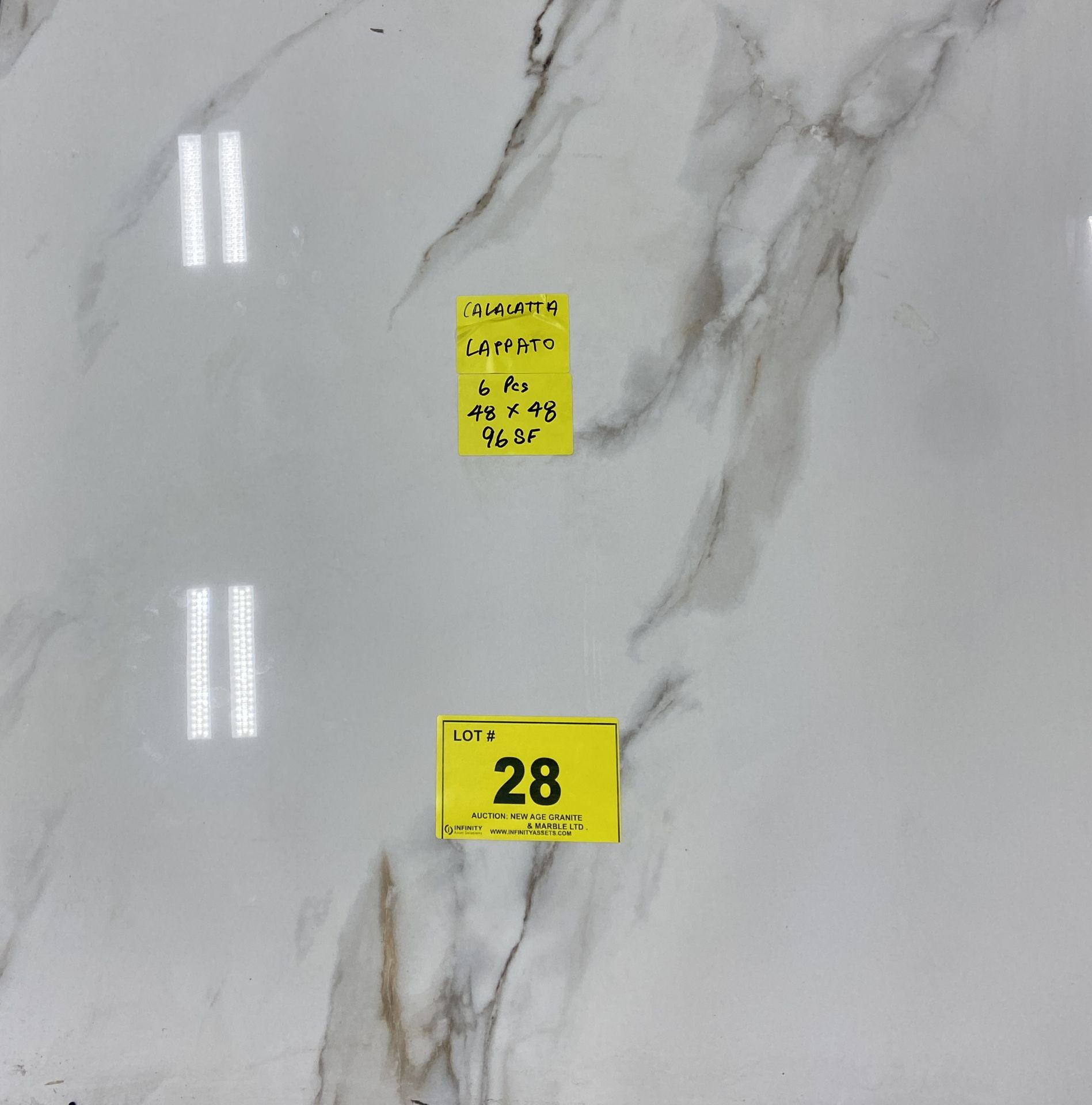 (6) CALACATTA LAPPATO 48" X 48" TILE, (96) S.F.