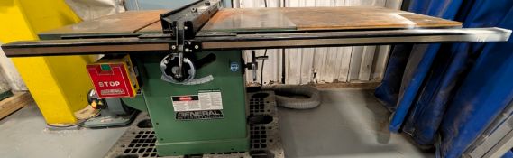 GENERAL TABLE SAW, S/N 53979214 W/ SINGLE BAG DUST COLLECT