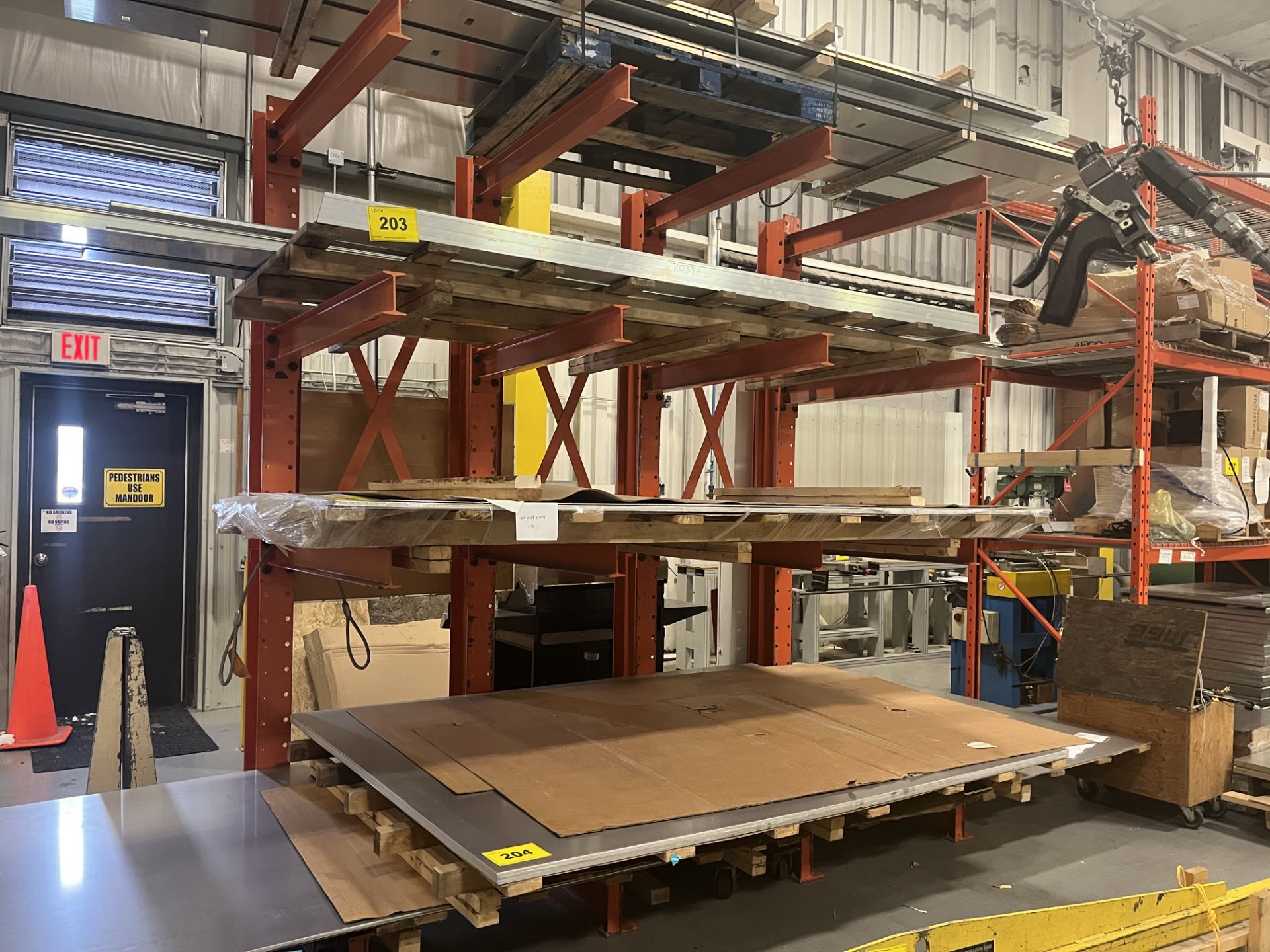 4-LEVEL CANTILEVER RACK, APPROX. 10'L X 14'H X 4'W, (3) SECTIONS TOTAL ...
