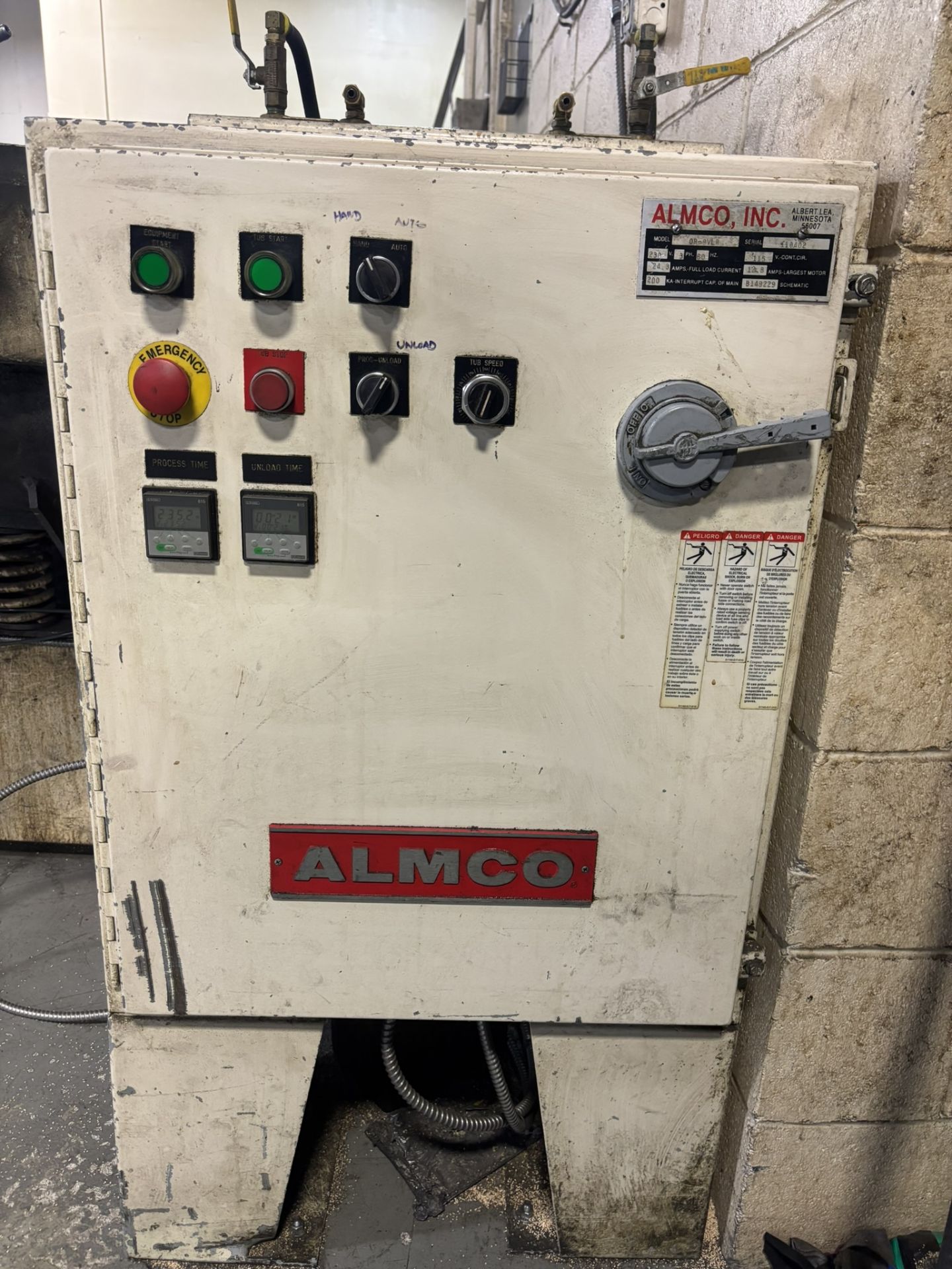 ALMCO, INC. VIBRATORY FINISHING MACHINE, MODEL# OR-9VLR (LOCATED IN ...