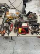 LOT Asst. Corded Power Tools on Bench