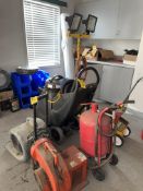 LOT Asst. Carpet Fryers, Viper Floor Scrubber S/N 18WD-U, Line Stripper, Port. Shop Lights, Port.