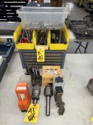 LOT Asst. Drill Chucks, Reamers, End Mills, Drills, Drill Index Cabinet