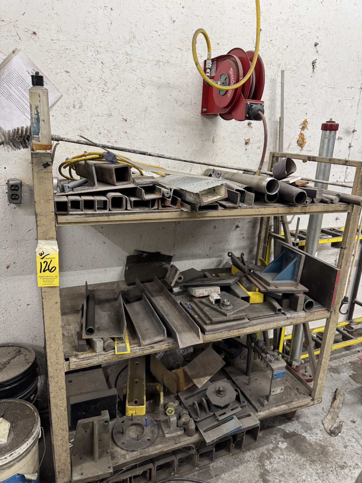 Round Square Threaded Rack LOT Asst. Round, Square, Threaded Steel Stock w/ Approx. 12' Steel Rack ...