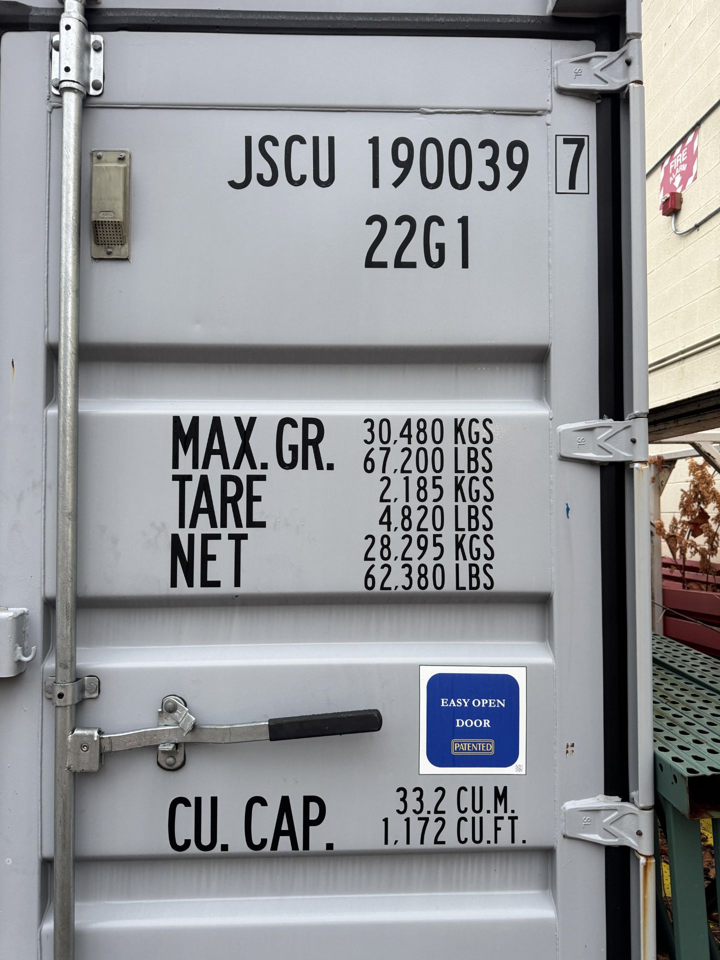 2019 JSCU-190039 Storage/Transport Container, #A1904-1365, Approx. 22 ...