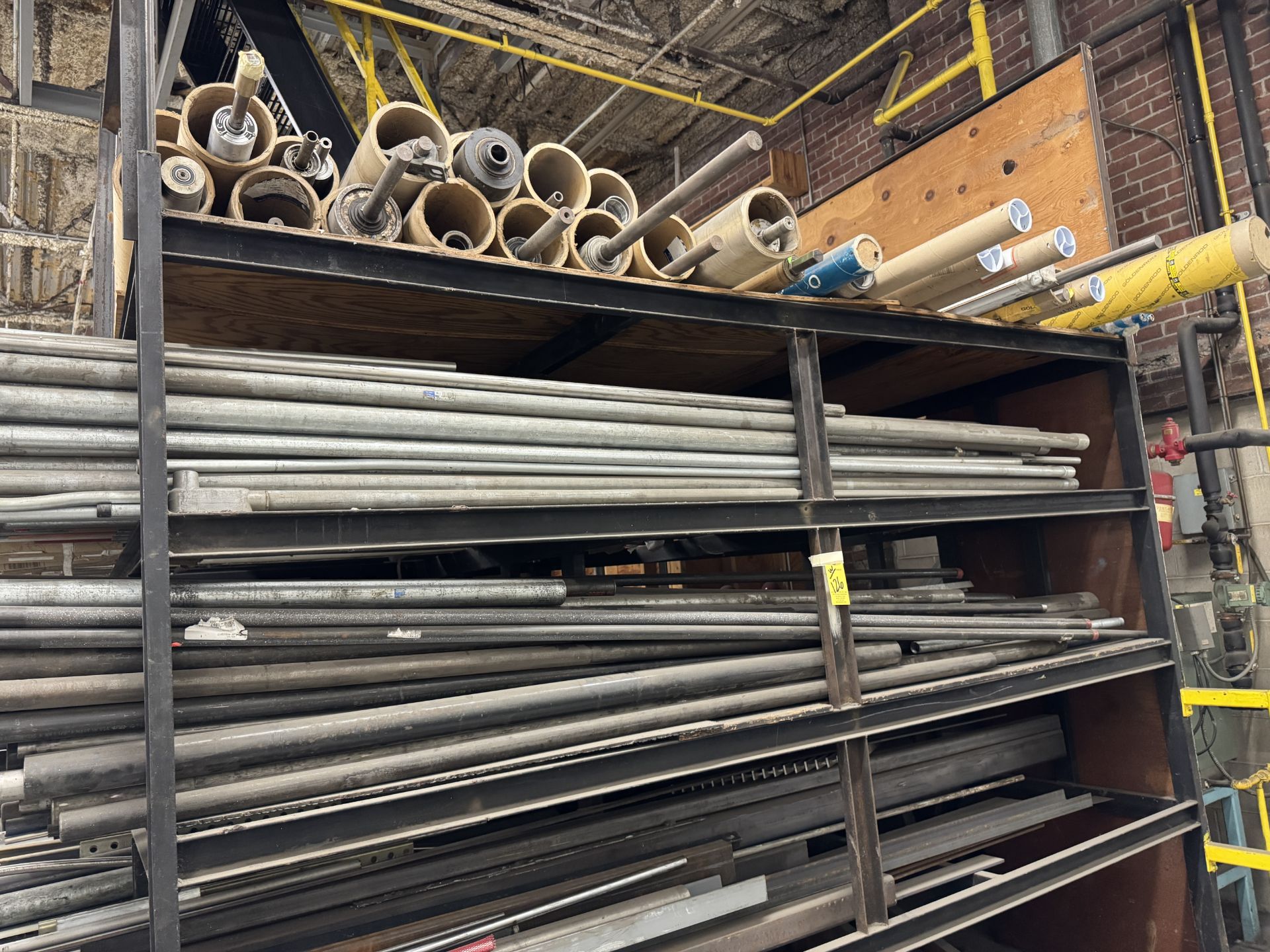 Round Square Threaded Rack LOT Asst. Round, Square, Threaded Steel Stock w/ Approx. 12' Steel Rack ...
