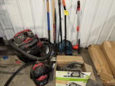 Shop Vacs, Line Striper, Shovel, Hoe, Pry Bars