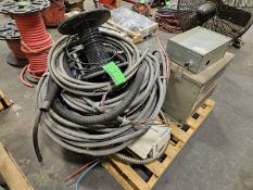 PALLET OF ASSORTED ELECTRICAL WIRE AND REX TRANSFORMER, SKVA