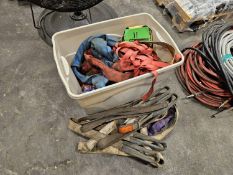 LOT OF ASSORTED LIFTING SLINGS, TIE DOWN STRAPS