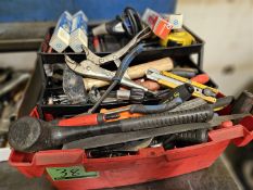 RED TOOL BOX W/ASSORTED HAND TOOLS