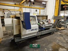 2012 WEILER CNC LATHE, 6 1/2 IN. BORE, 2 METER BED, 20 IN. ROTA-S PLUS 3 JAW CHUCK, 2 STEADY REST, 4