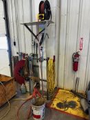 Central Pnuematic AIr Hose Reel, Ext. Cords, Greaser, Rigid Pipe Stand