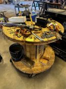 Wooden Cable Spool / Work Table with casters and parts