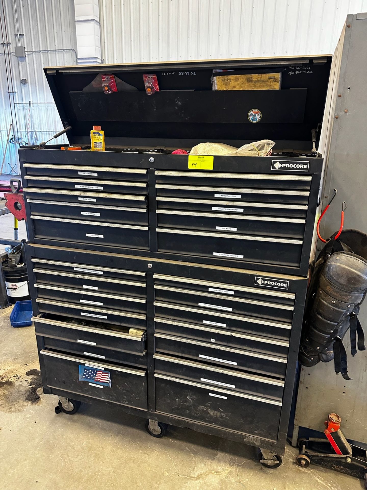 Procore 24 Drawer Rolling Tool Box & Contents - Assorted, tools, drills ...