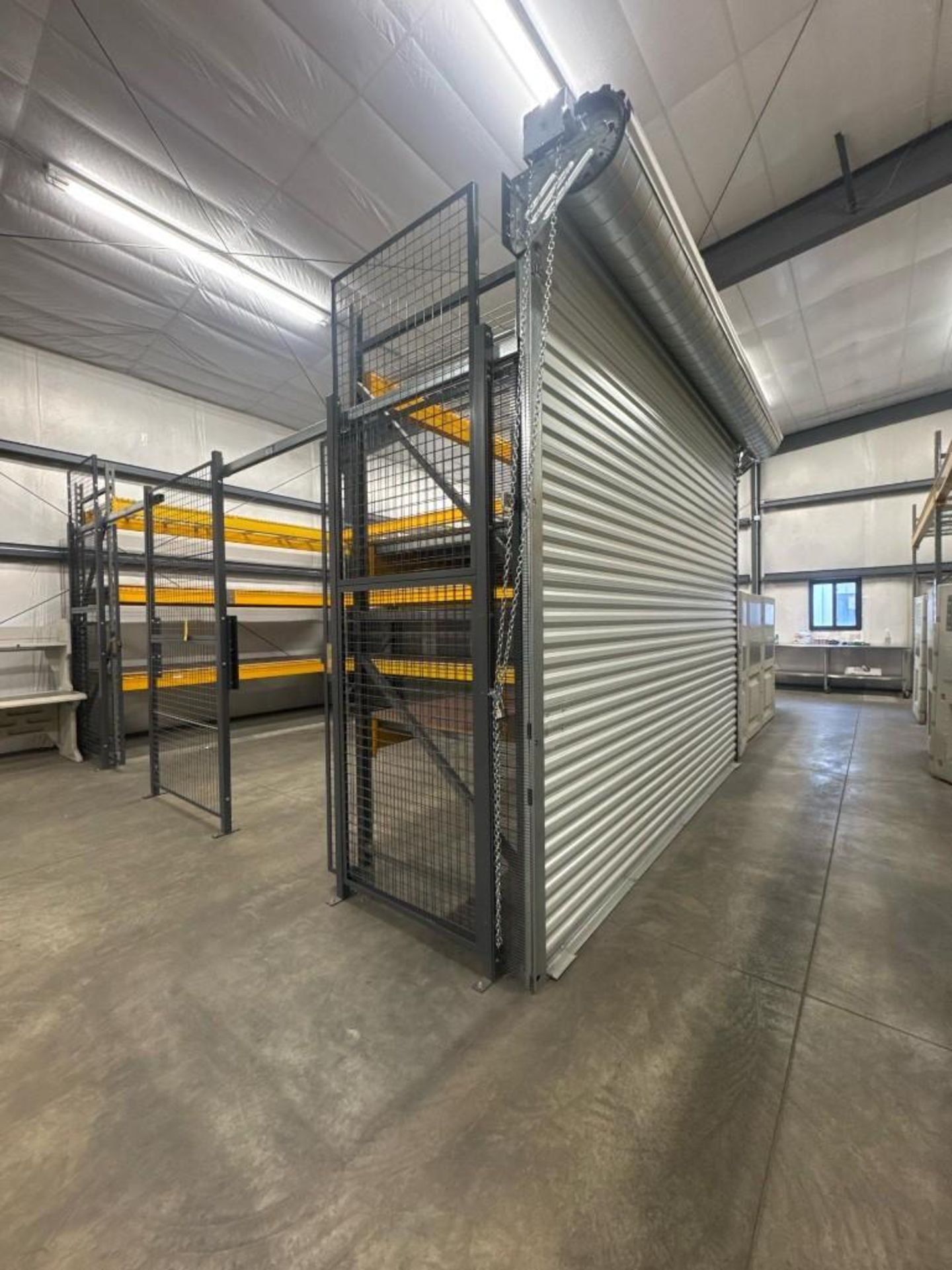Industrial Storage Rack with Security Cage and Roll-Up Door, Metal ...