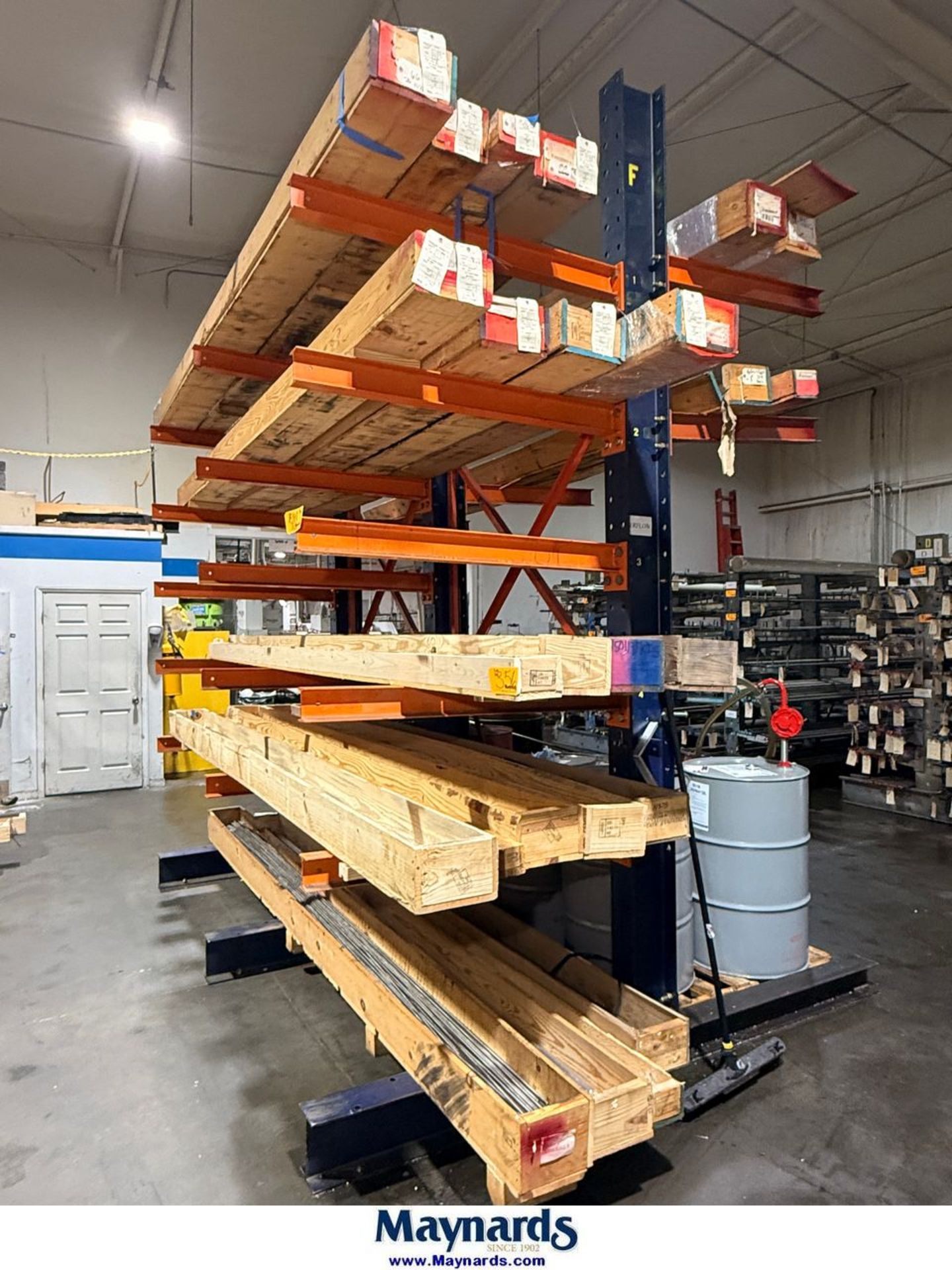 (1) single side Cantilever rack Approx. 12' H 48'' Arms (WITHOUT CONTENTS)