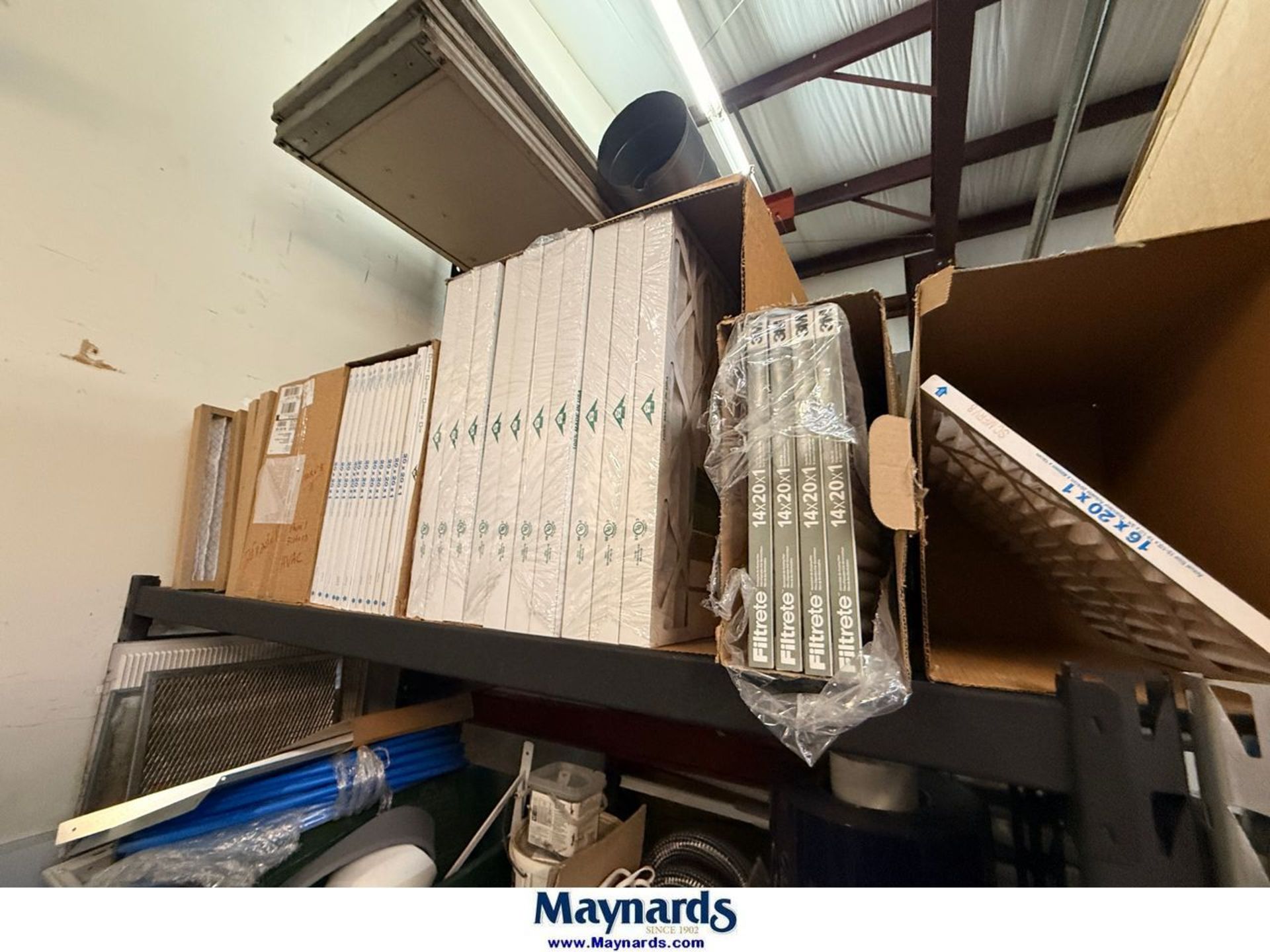 (1) Lot of (2) Storage racks To include maintenance supplies, filters ...