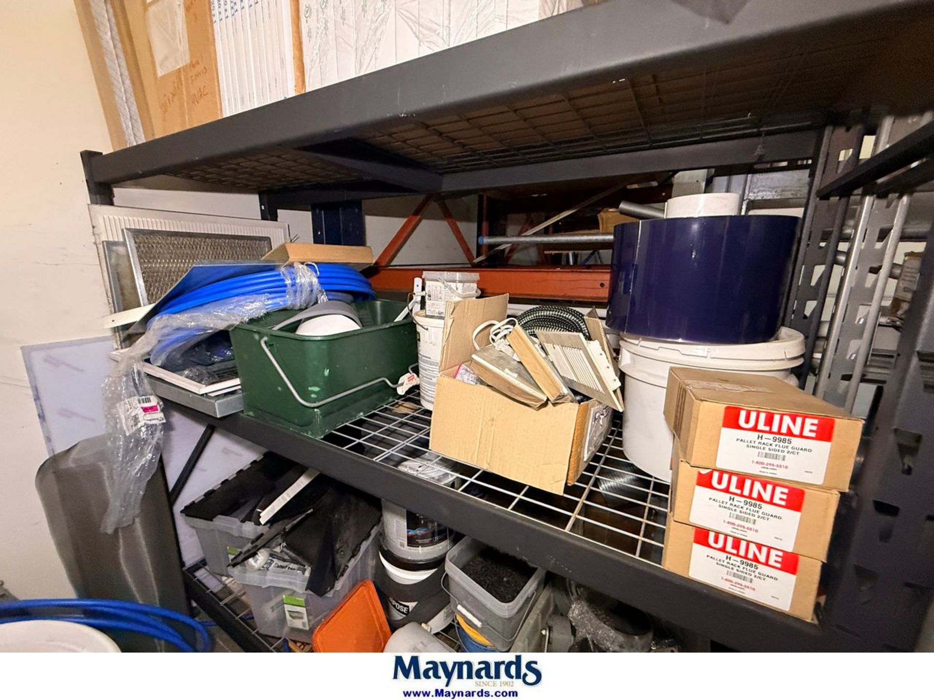 (1) Lot of (2) Storage racks To include maintenance supplies, filters ...