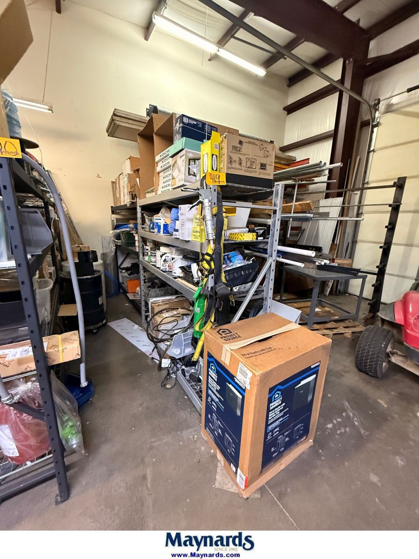 (1) Lot of (2) Storage racks To include maintenance supplies, filters ...
