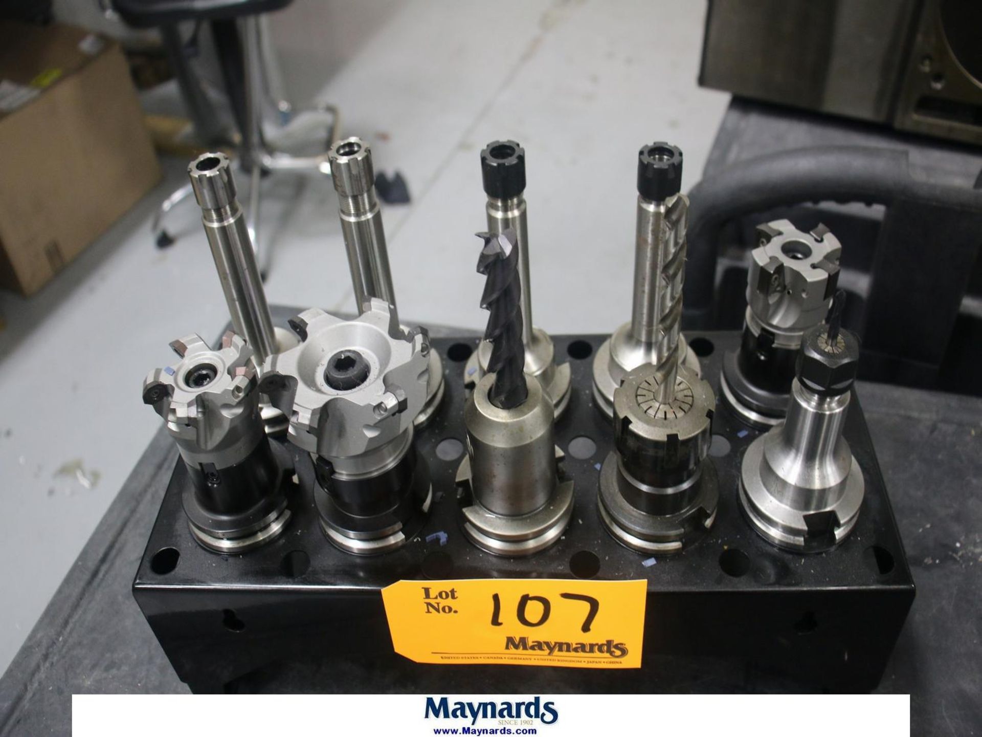 Lot of (10) Cat 40 Tool Holders with Rack