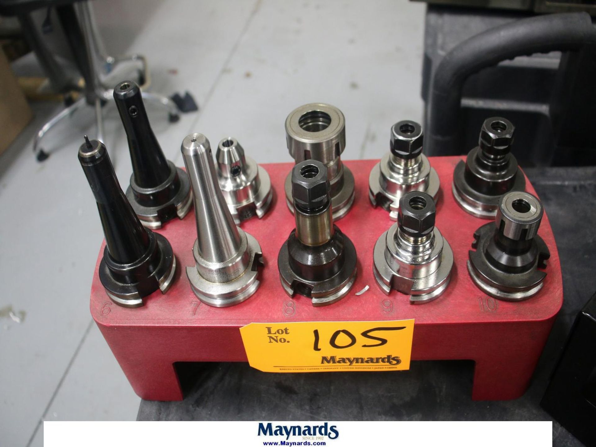 Lot of (10) Cat 40 Tool Holders with Rack