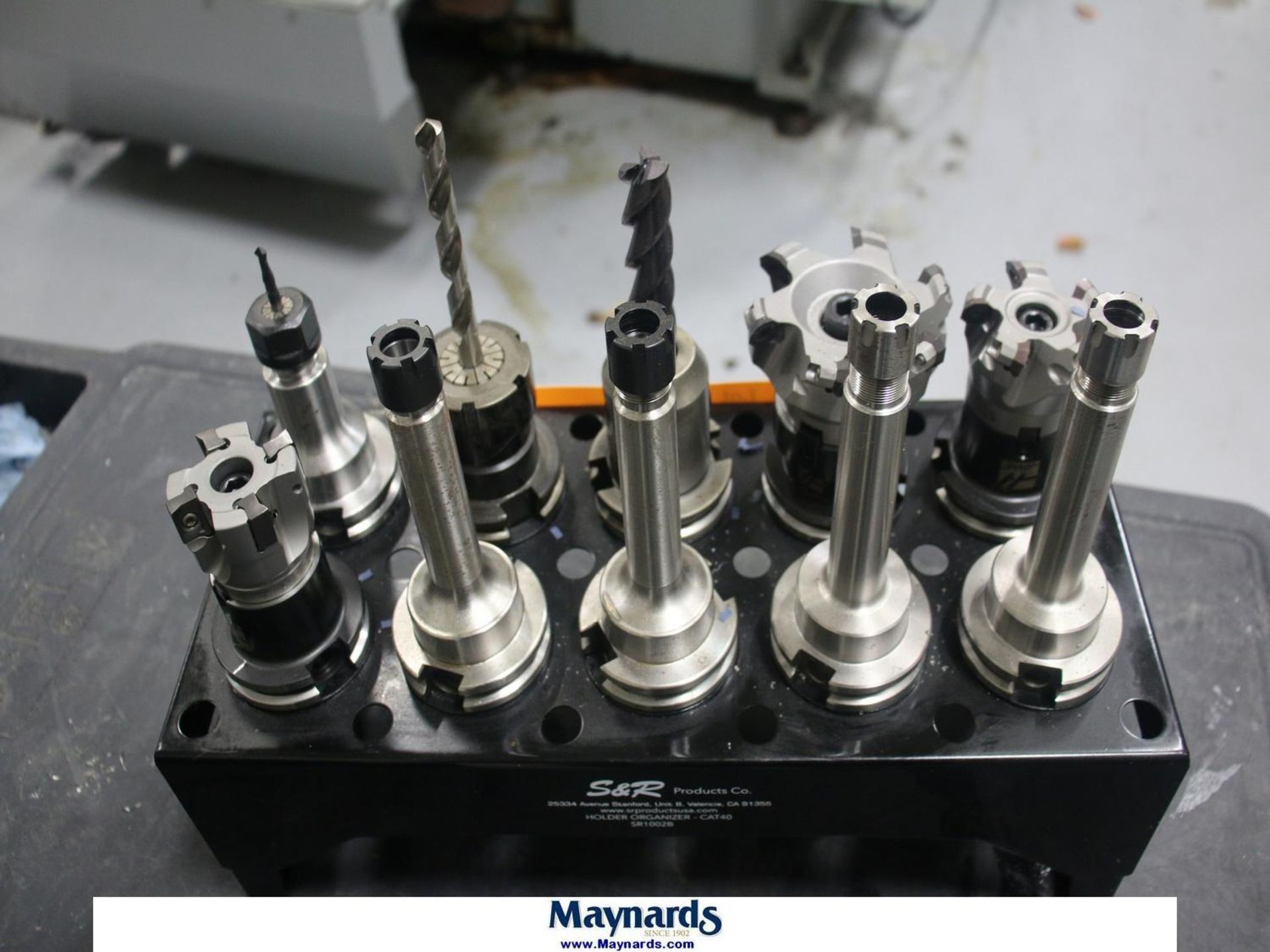 Lot of (10) Cat 40 Tool Holders with Rack